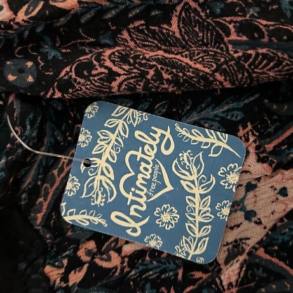 Free People Black Blue Print Count Me In Trapeze Sleeveless Tunic Size Small New - Picture 9 of 15